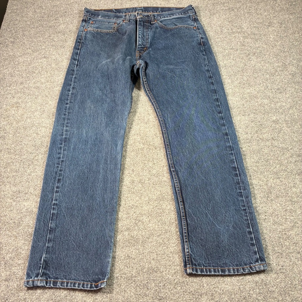 Levis 505 Regular Fit Straight Leg Jeans Mens 34x30 Blue Excellent Denim Pants